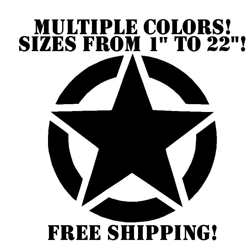Army Star Vinyl Decal Sticker US Military Hood Graphic Body Black Out 1\