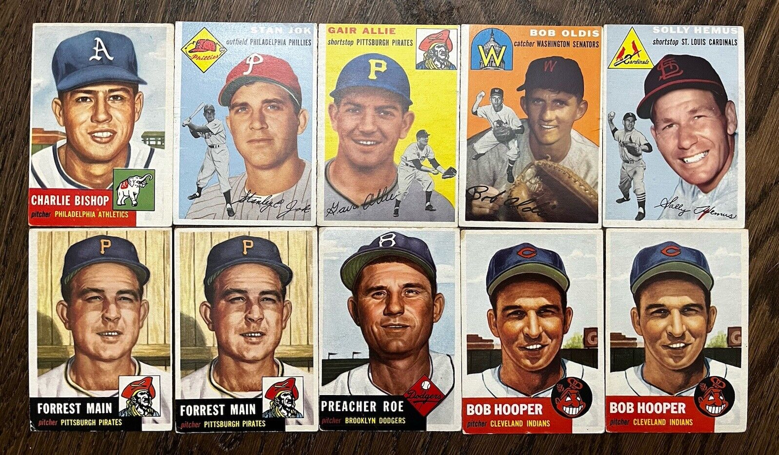 1953 and 54 Topps Baseball Cards (Lot of 10)