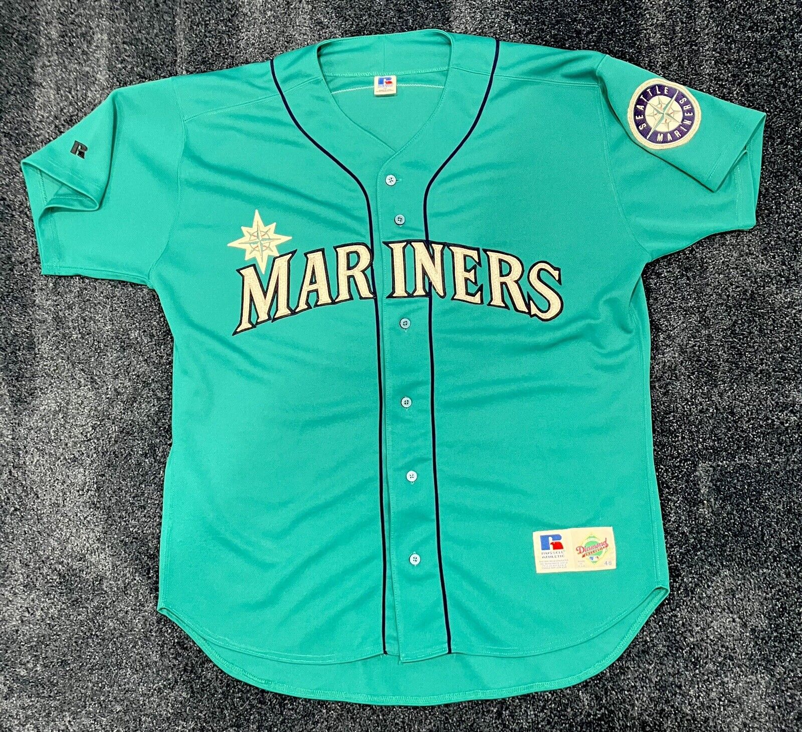 Ken Griffey Jr Vintage AUTHENTIC Teal Russell Seattle Mariners MLB Jersey 48