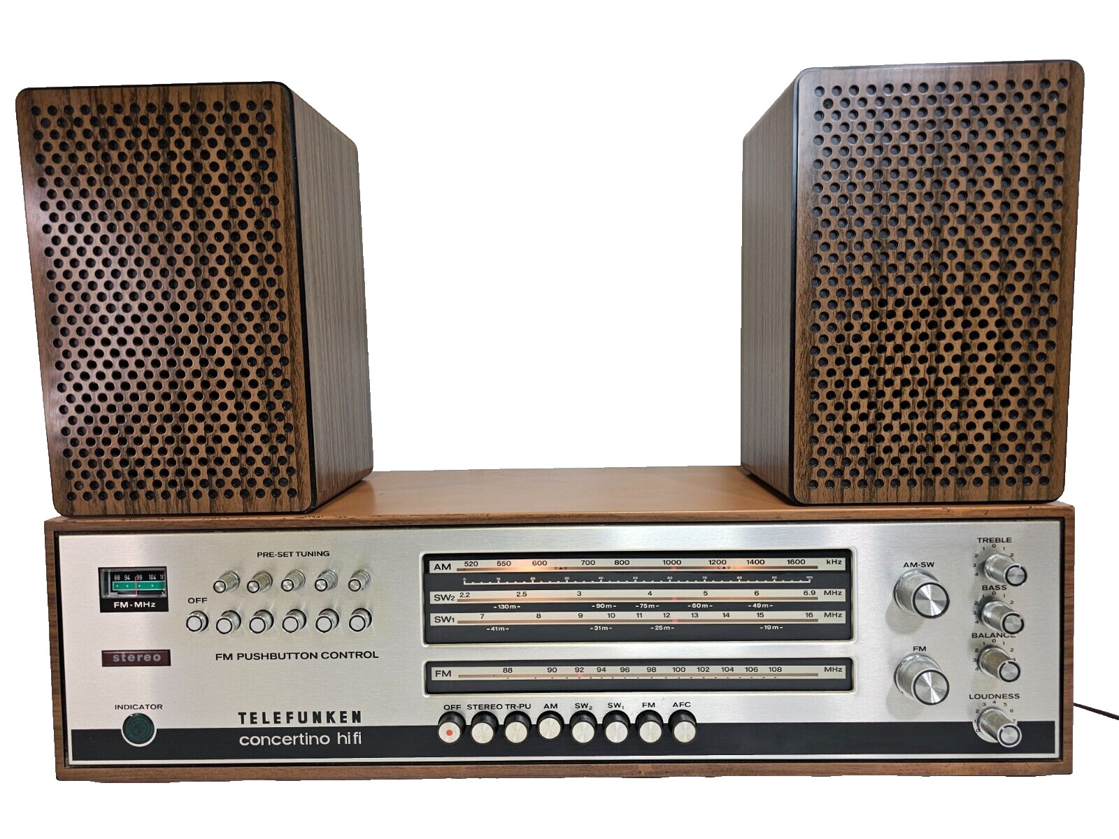 Telefunken Concertino HiFi 105 Radio w Grundig Speakers MCM 1960s Germany Read