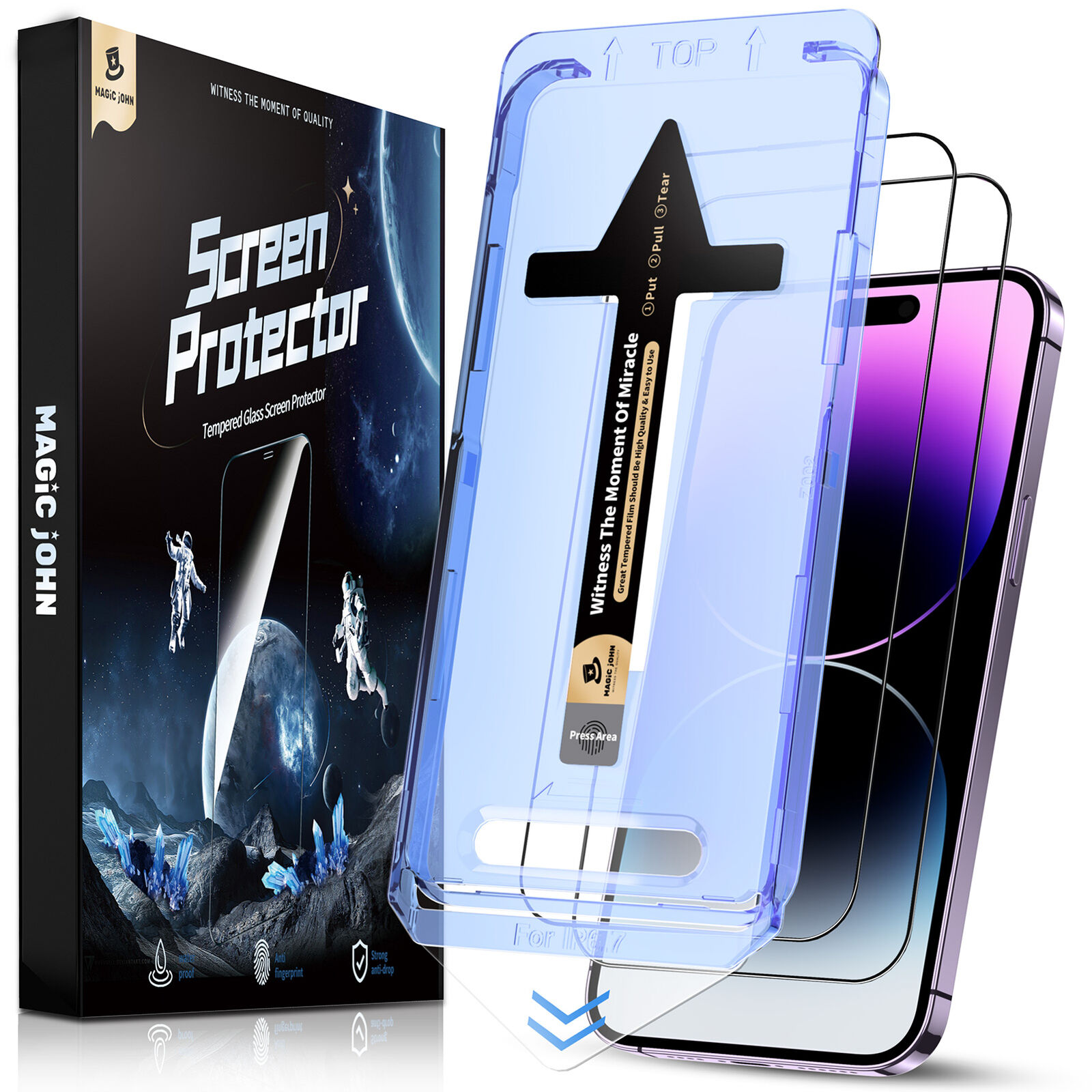 MAGIC JOHN Tempered Glass Screen Protector For iPhone15 14 13 12 11 Pro Max PLUS