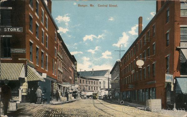 Bangor,ME Central Street Leighton Penobscot County Maine Antique Postcard