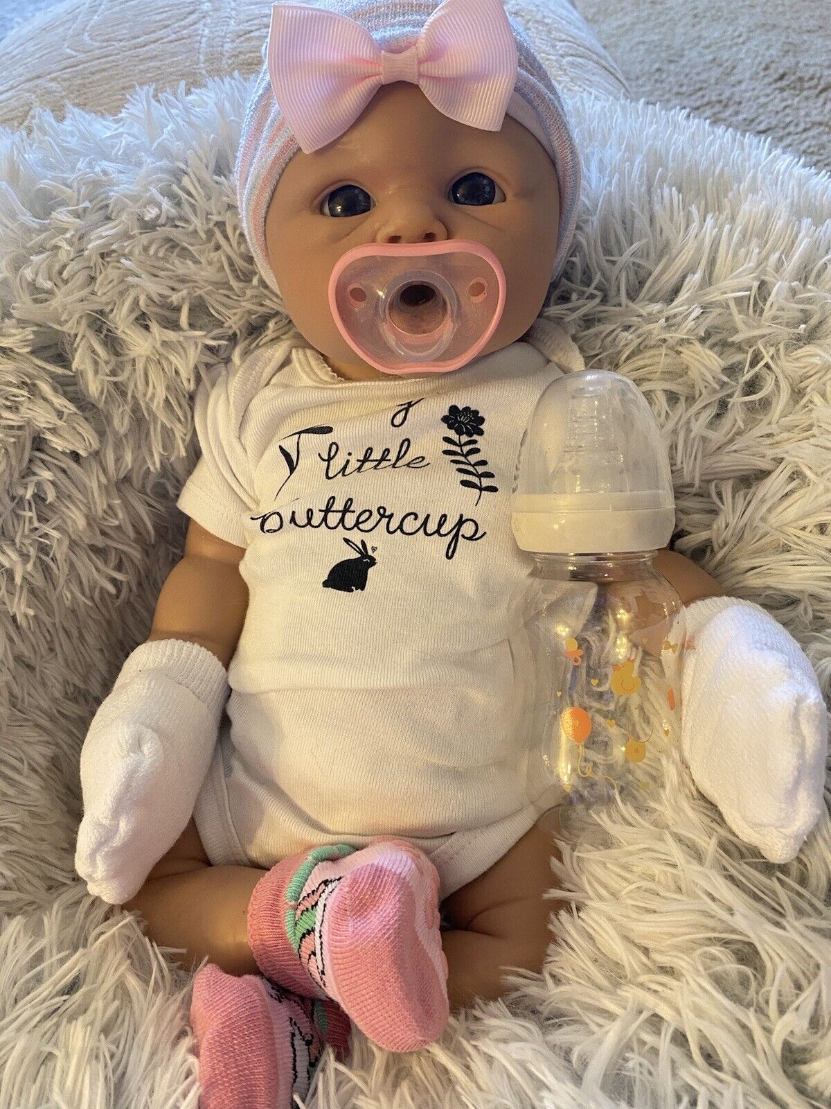 Authentic Full Body Silicone reborn girl.Eyes Open,Real Pacifier,Xtra Goodies