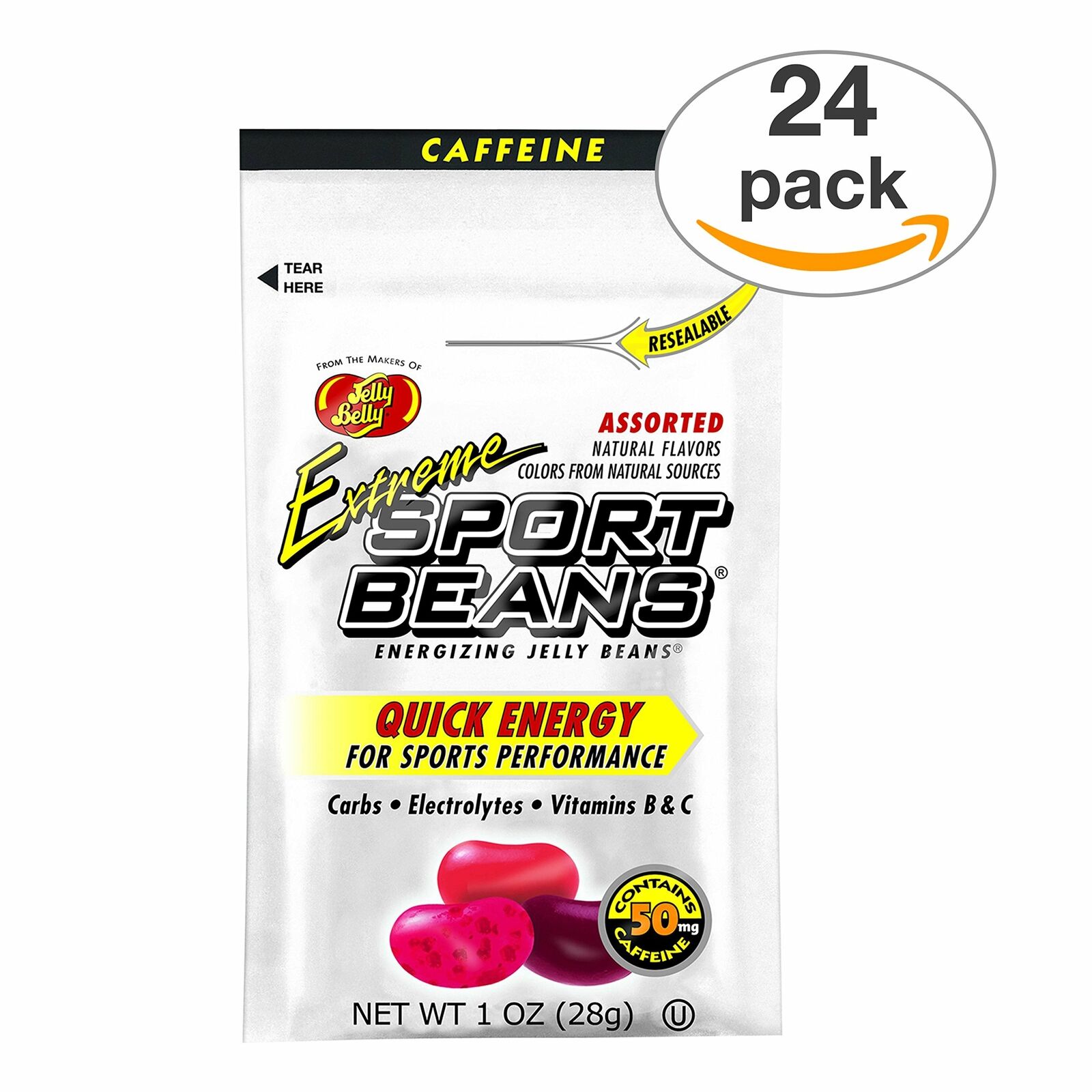 Jelly Belly Sport Beans- Extreme Assorted - Energy Chews With Caffeine [24-Pa...