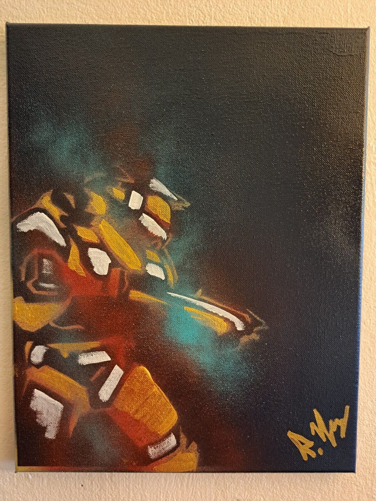 HOKi-painting of Master Chief from Halo,BANKSY Like,(OOAK)14x11 WALLART/SIGNED&#