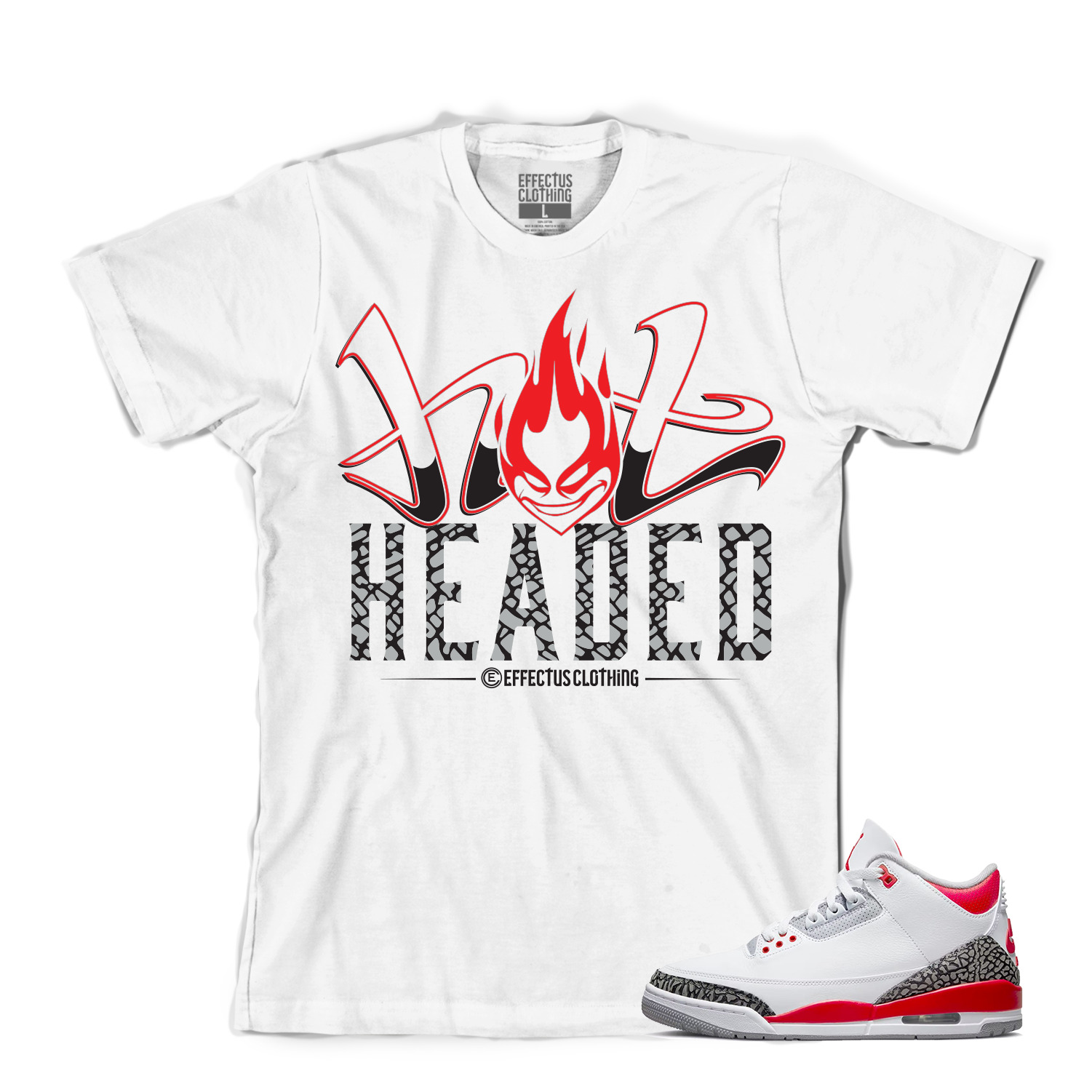 Tee to match Air Jordan Retro Fire Red Sneakers. Hot Headed Tee 
