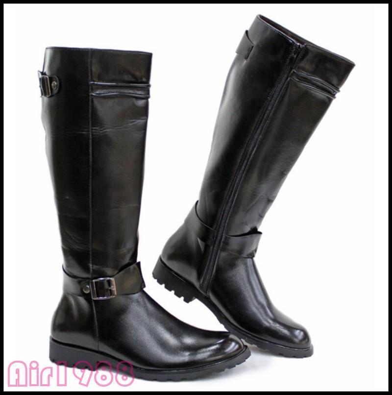 Mens Hot Sale British Riding Horse Knee-High Boot Round Toes Leather Chic Shoes