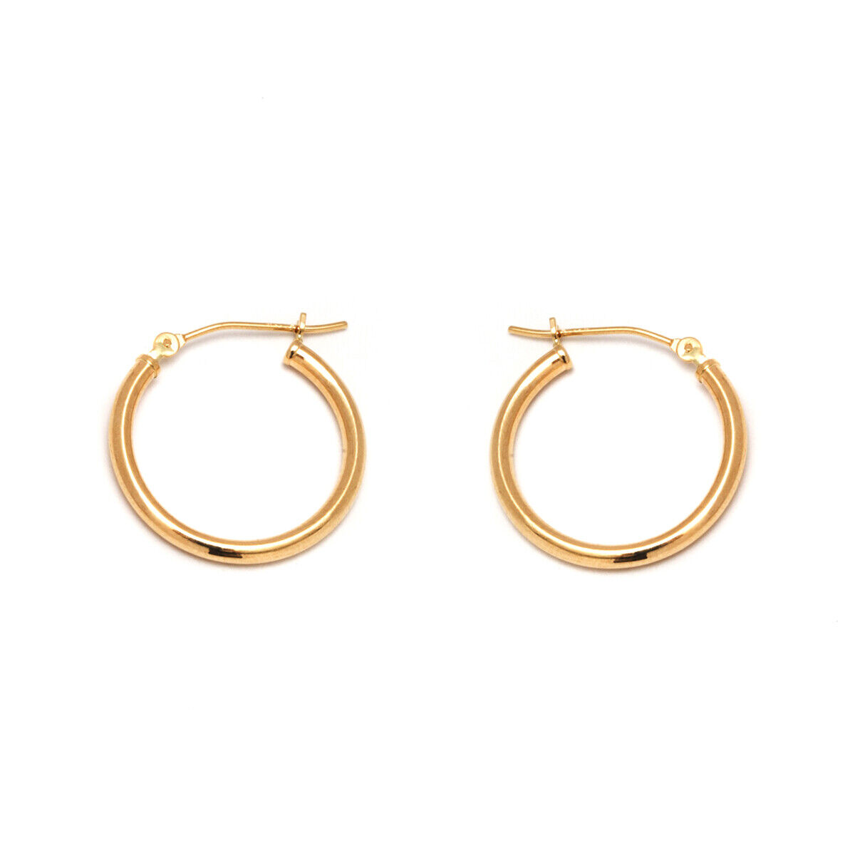 14K Yellow Gold Rivet Hoop Earrings - 1x12MM or 1x14MM - Gift for Her