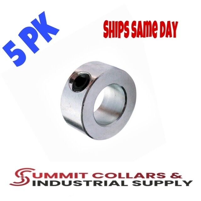 3/4” set solid shaft collar, zinc plated. (Qty 5) Free standard shipping