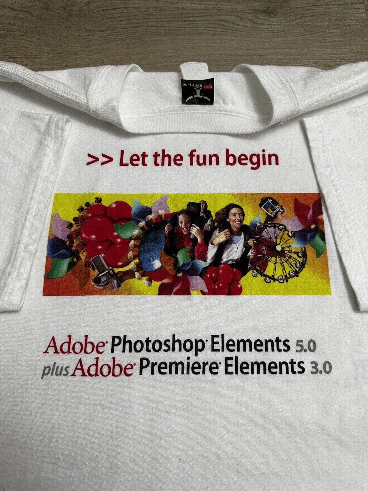 Vintage 2000s Adobe Photoshop Premier T Shirt Art Tee XL Rare