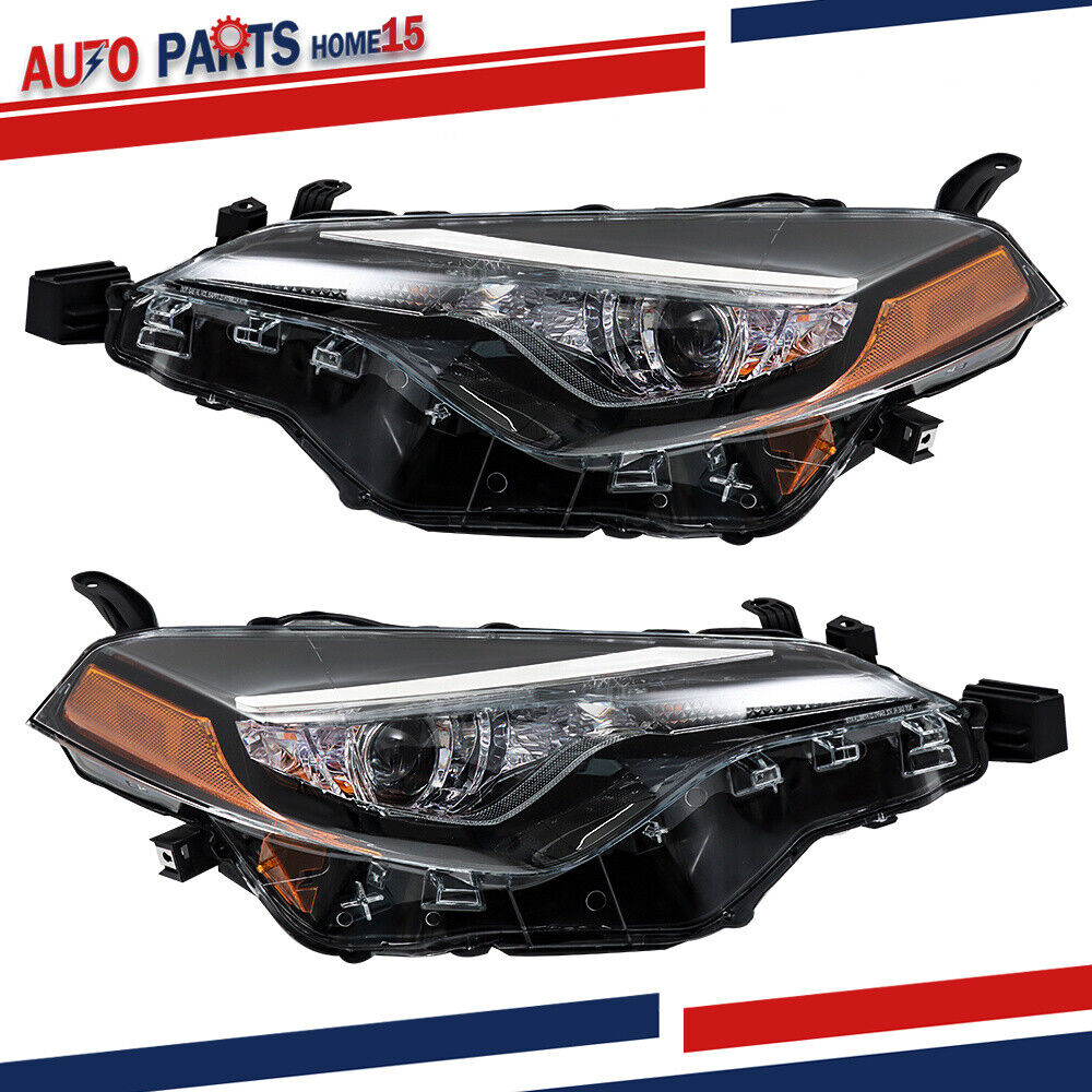 For 2017-2019 Toyota Corolla LE Headlights Factory Halogen Chrome Left+Right