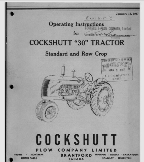 Cockshutt 30 tractor manual owner operator farm farming land care plowing crops