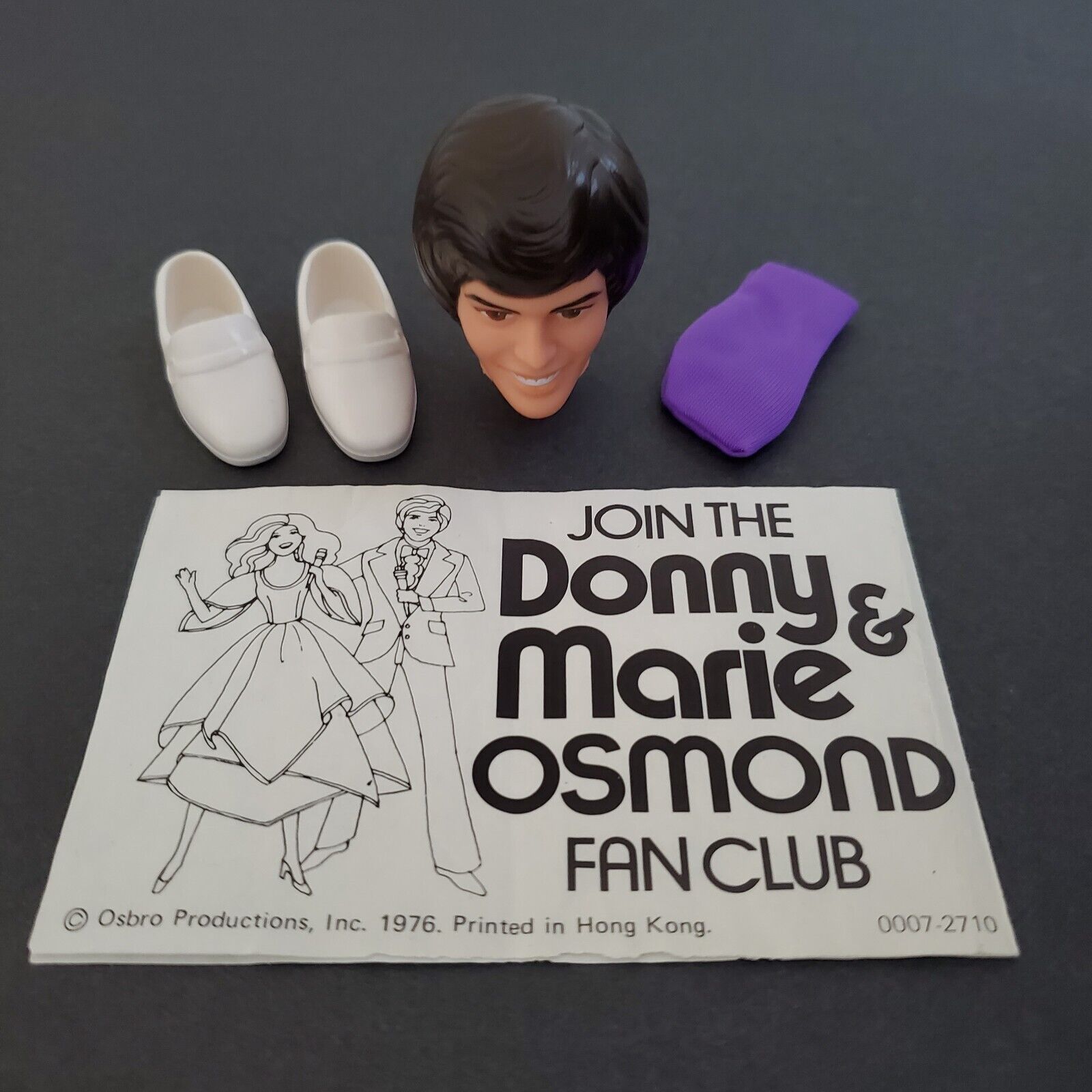 Vintage DONNY OSMOND Marie Barbie Doll SHOES SOCK HEAD FAN CLUB CARD Mattel 1976