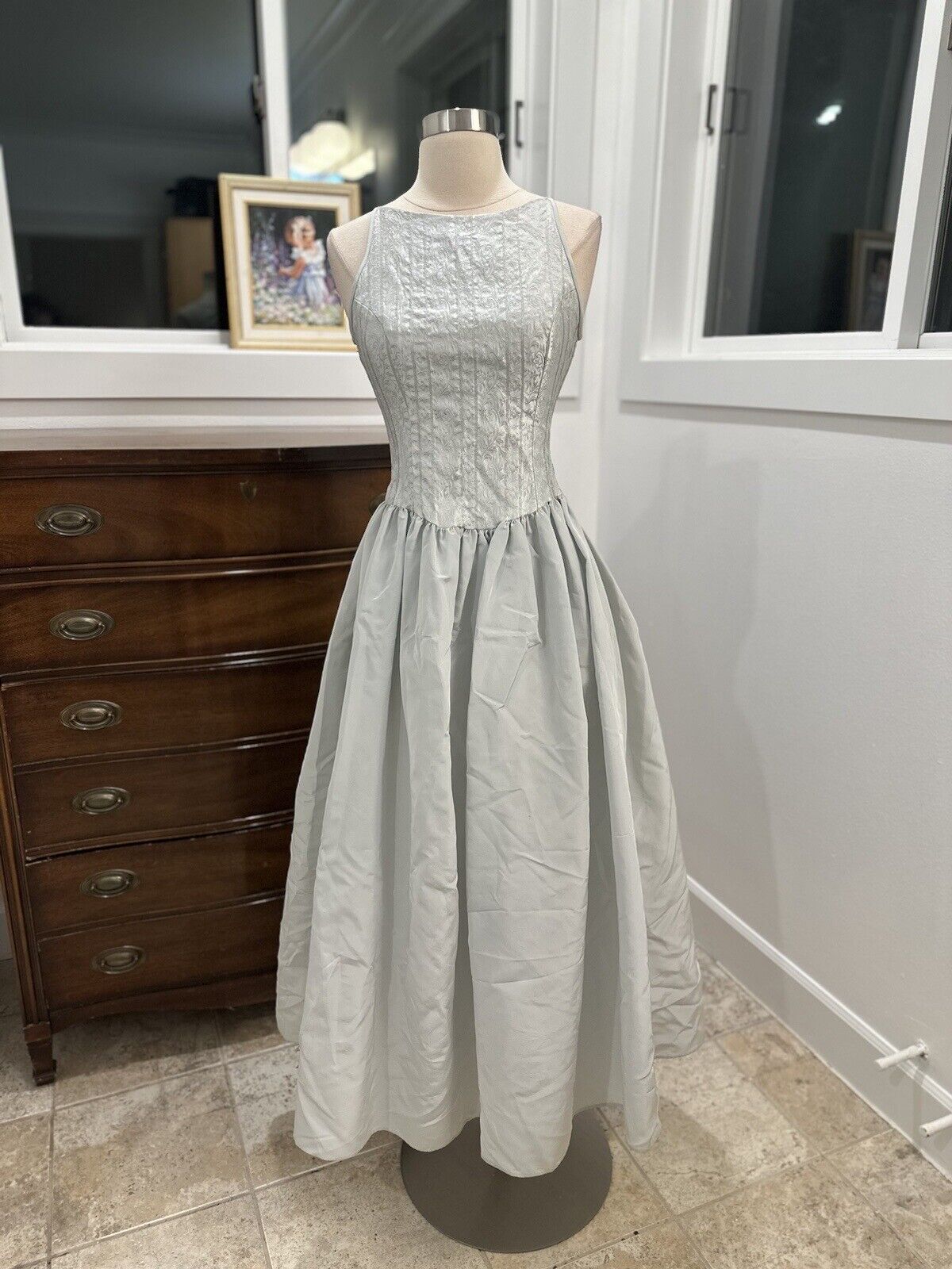 Jessica Mclintock Vintage Y2k Gown Mint green size 3/4 Princess gown Tea Length 