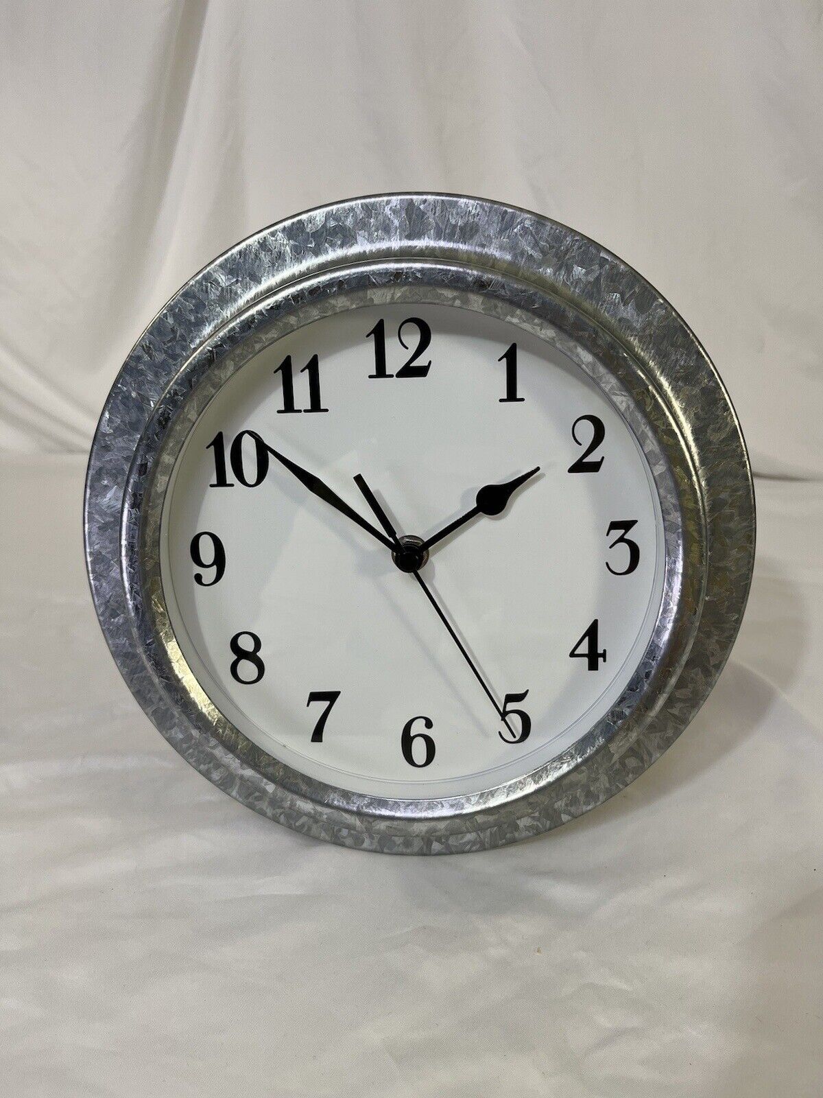 vintage kirch pewter clock Tested working. (LC3)