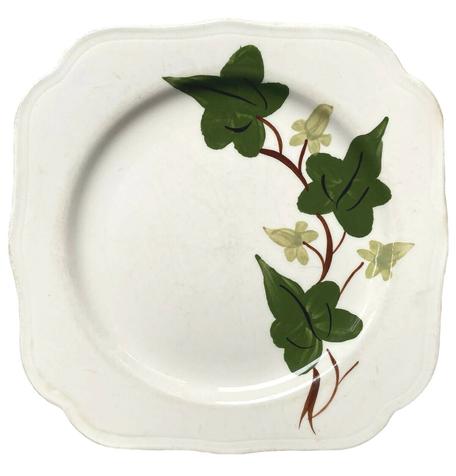 Vintage Blue Ridge pottery square plate Baltic Ivy mid century dish gorgeous