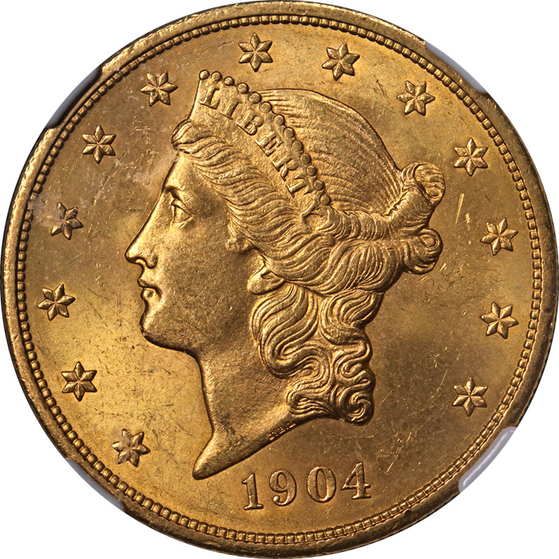1904-P Liberty Gold $20 NGC MS64+ Great Eye Appeal Strong Strike