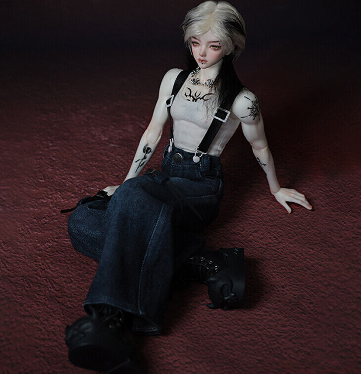 1/4 BJD Doll SD Punk Boy Resin Jointed Eyes Makeup Wig Full Set Clothes Toy Gift