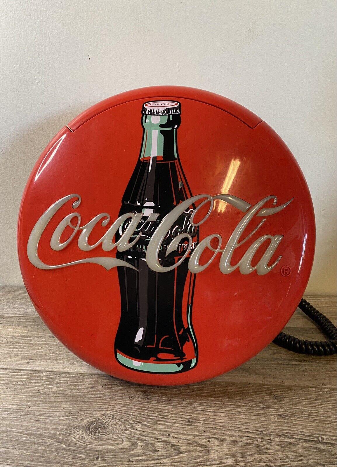 Vintage Coca Cola Wall or Table Phone 1995 Round Red Retro Kitchen 12\