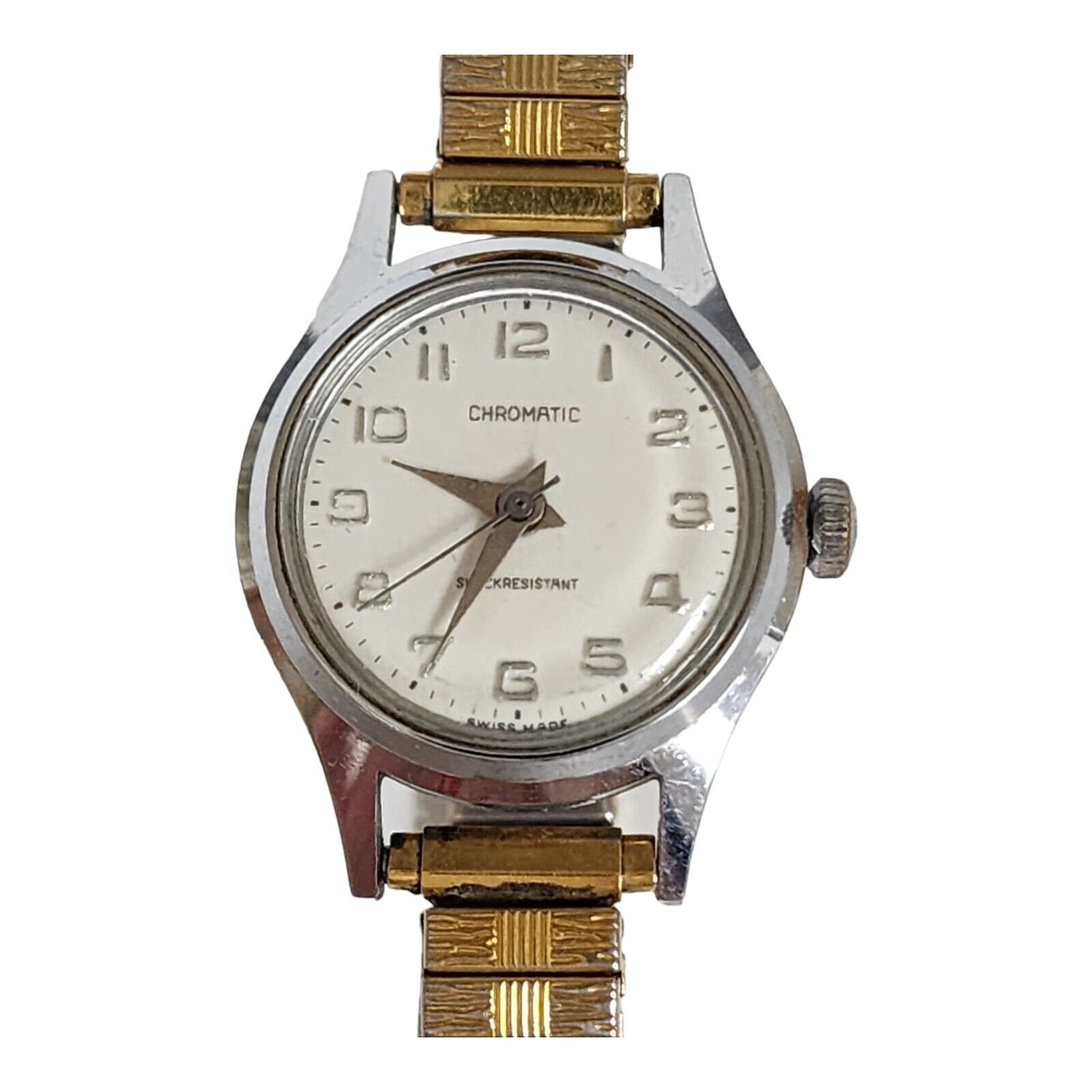 Vintage Chromatic F3104 Swiss Made Women\'s Watch 28mm Stretch Band - New Battery