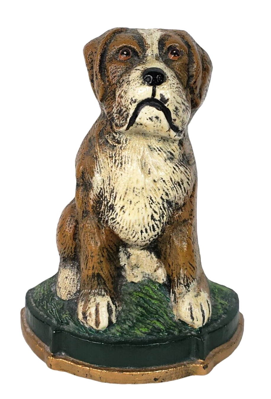 Vintage Boxer Bulldog Painted Cast Iron Doorstop Paperweight Dog 5\