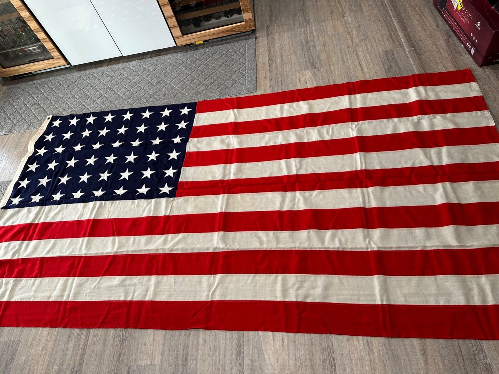 WW2 ERA 48 STAR AMERICAN FLAG 5ft x 9 1/2ft