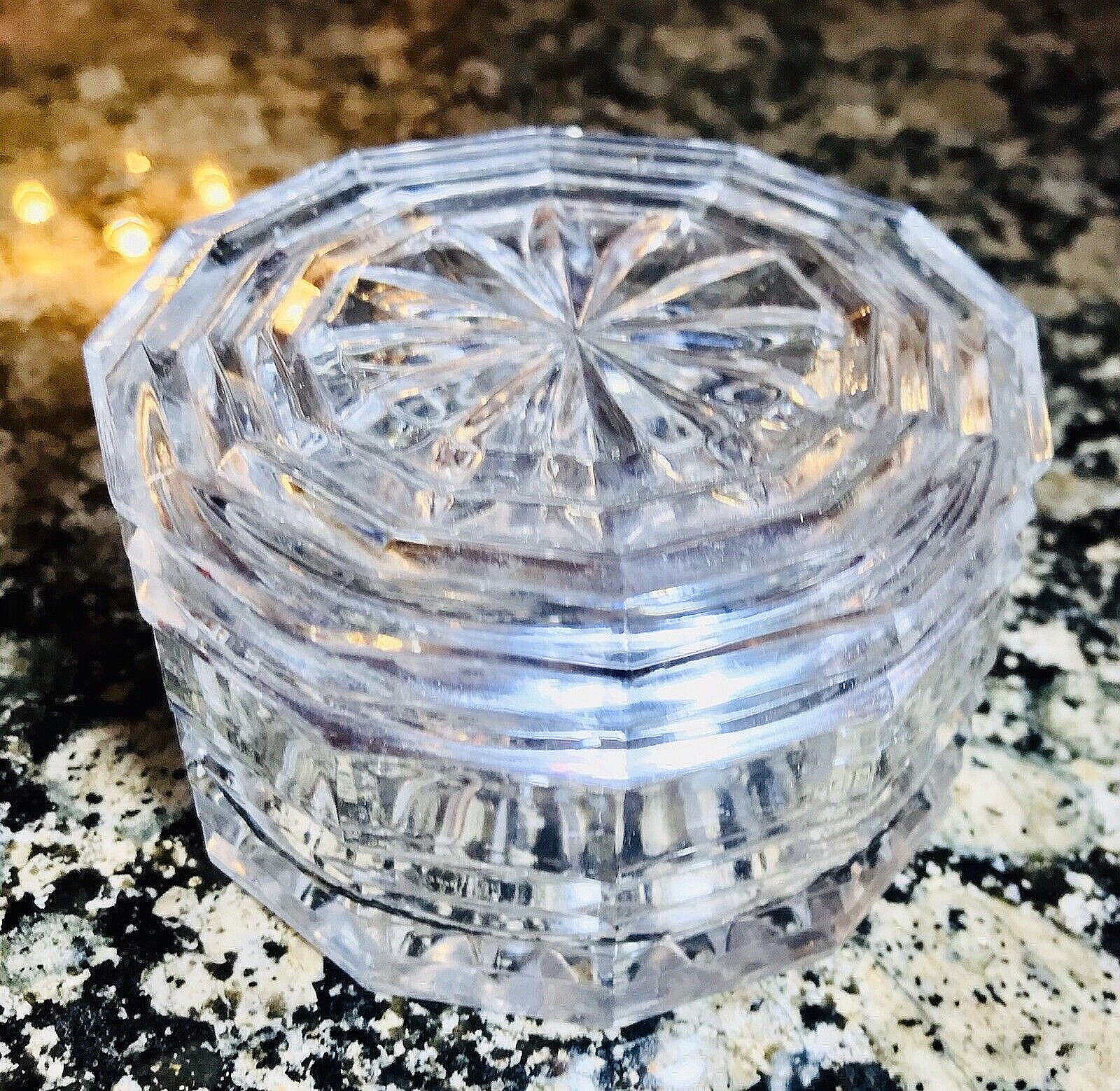 Beautiful Vintage Cut Crystal Magical Star Flower Bohemian Two Piece Jewelry Jar