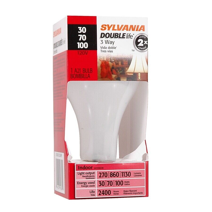 Sylvania 3 Way 30 70 100 Watt 120V Indoor A21 Standard Base Frosted Light Bulb