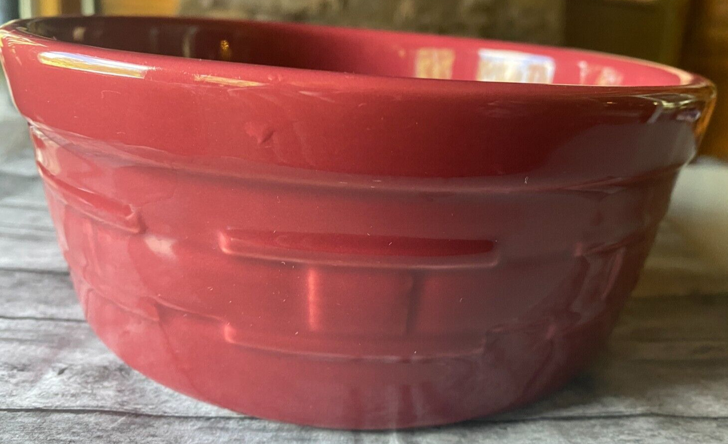 Longaberger Pottery Stackable Bowl Paprika Red Woven Traditions 7 1/2\