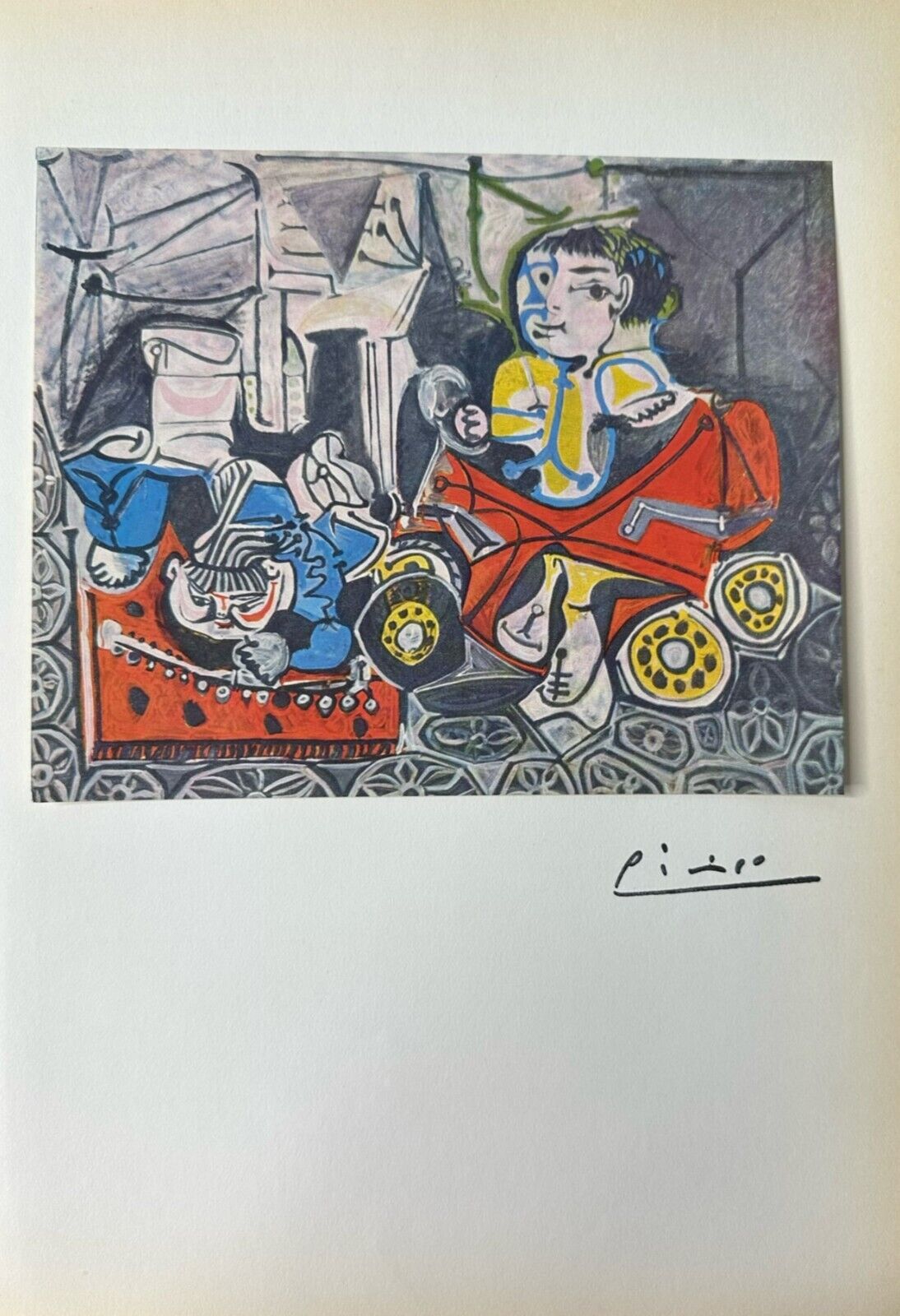 Pablo Picasso Original Signed Print , Claude and Paloma Playing - Vintage Art