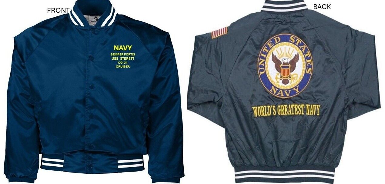USS STERETT CG-31* CRUISER*EMBROIDERED SATIN JACKET OFFICIALLY LICENSED