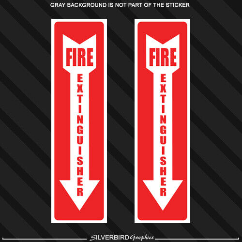 Set of 2 FIRE EXTINGUISHER Sticker Decals Inspection Hose Smoke Alarm Emergency