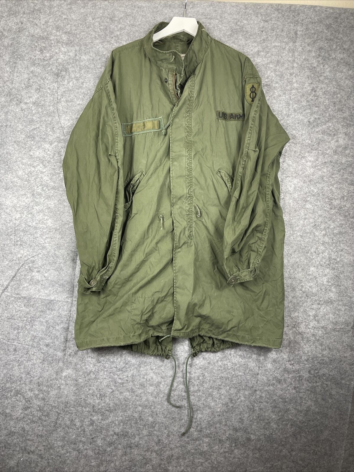 Vintage US Army Fishtail Parka For Extreme Cold 8th Infantry Unit Medium-Regular