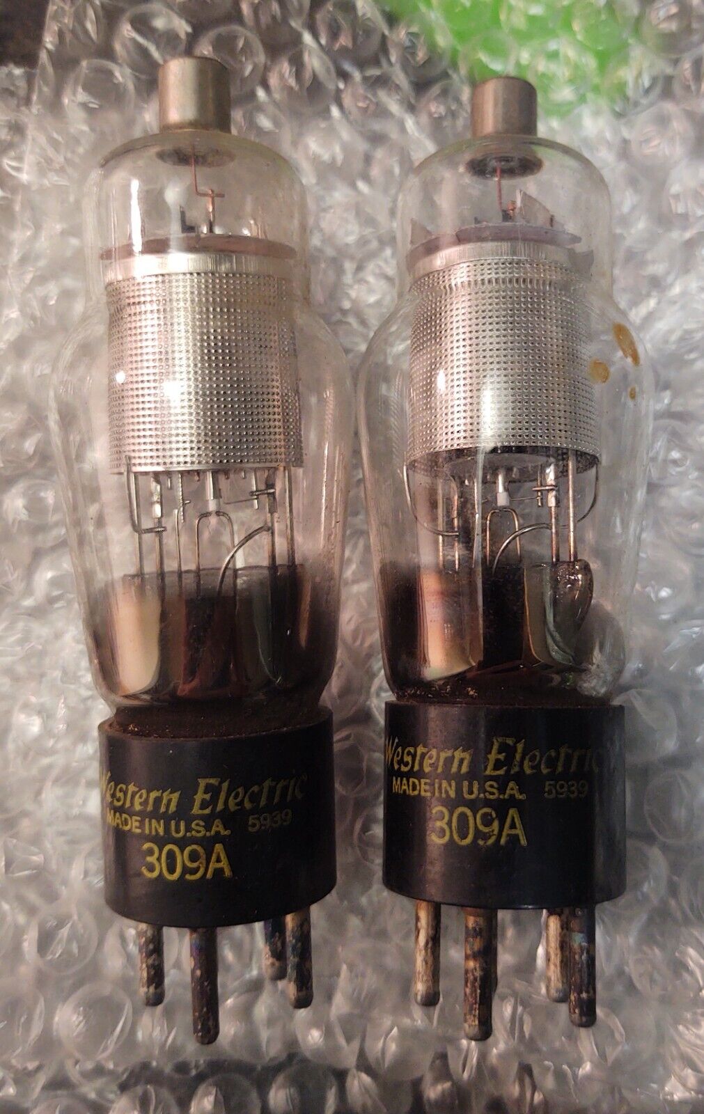 Matching pair Western Electric 309A tube- - small punch - #3