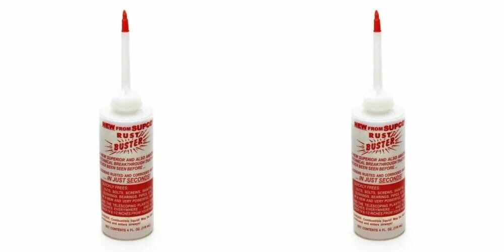 2 pack Supco CE446 MO44 Rust Buster Liquid Penetrating Oil Zoom Spout 4 Oz