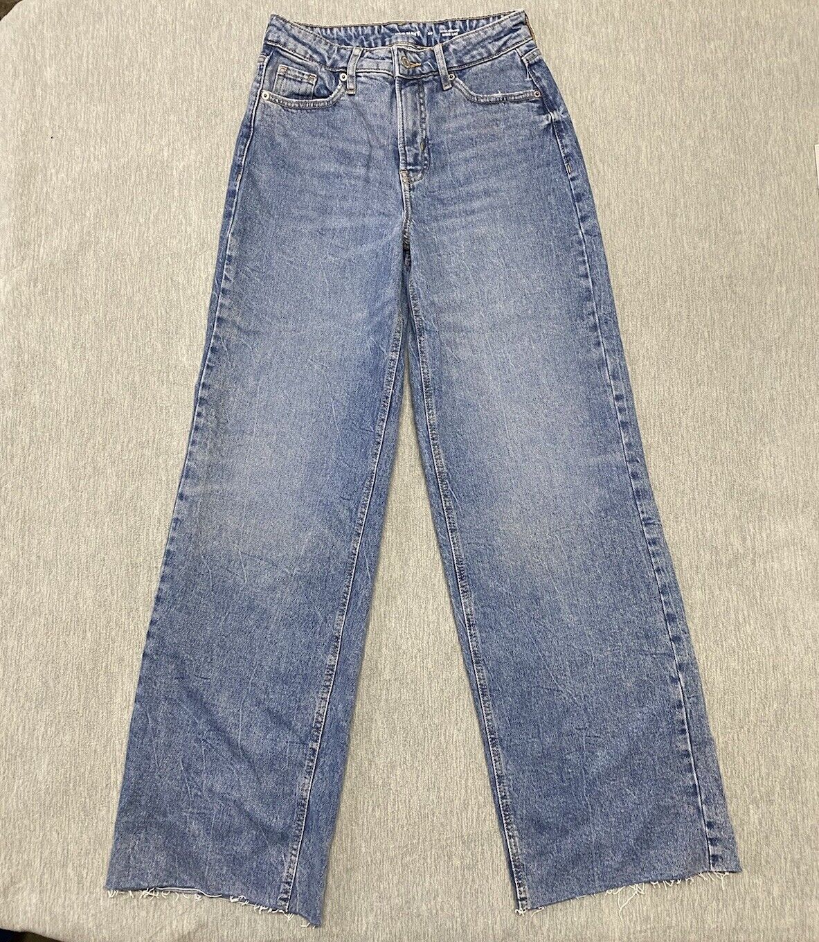Old Navy Jeans Womens 00 Wide Leg Blue Denim Pants 25x30 Baggy Raw Hem Skate