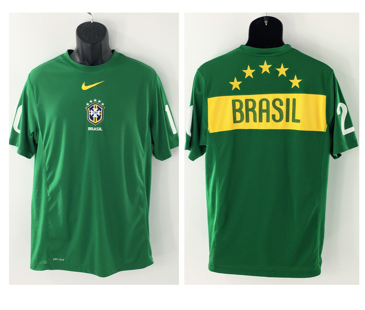 Brazil National Team Football Shirt Green Nike 2010 Soccer Dri Fit Sz L