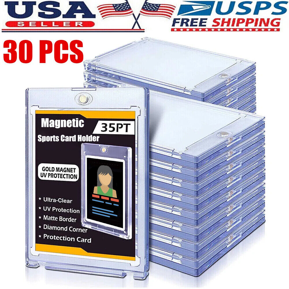 30 pack Magnetic Trading Sports Card Holders 35pt One-Touch UV Protection