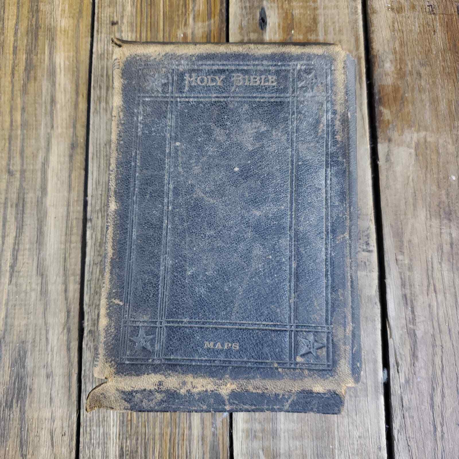 Antique 1800\'s Holy Bible Maps Leather Bound 