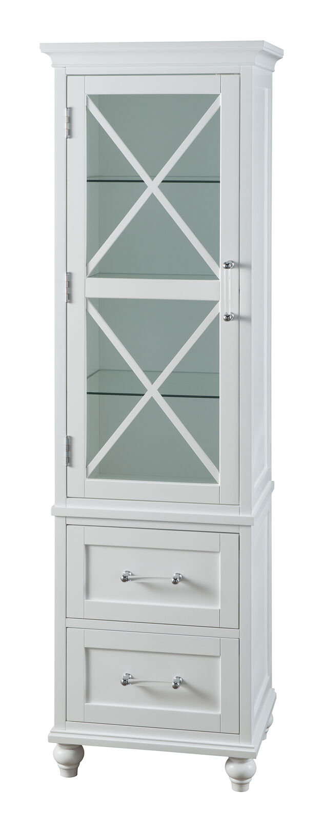 Teamson Home Blue Ridge Wooden Linen Tower Cabinet with Adjustable Shelves White
