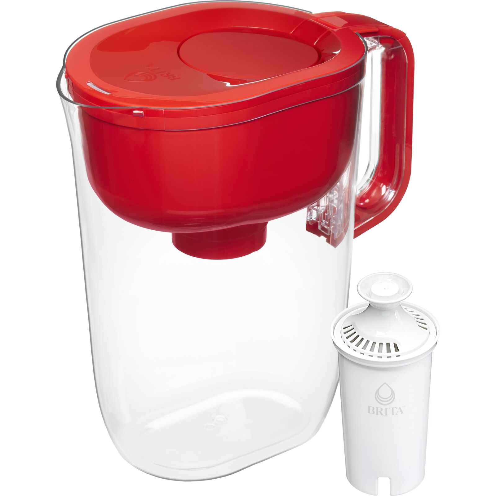Brita Large 10 Cup Red Huron Water Filter Pitcher with 1 Standard Filter