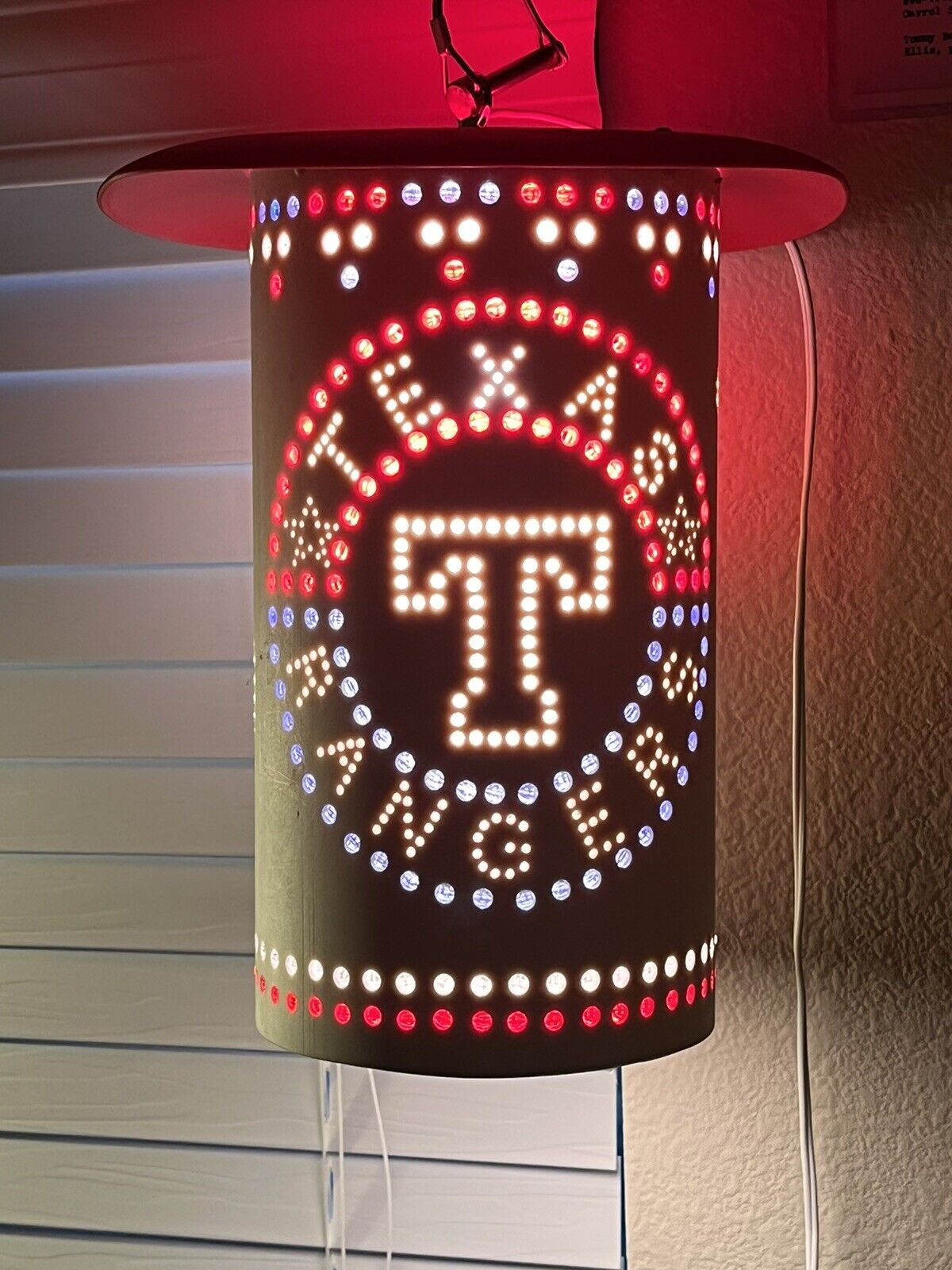 Texas Rangers Custom PVC Electric Hanging Lamp. See Photos and READ Description.