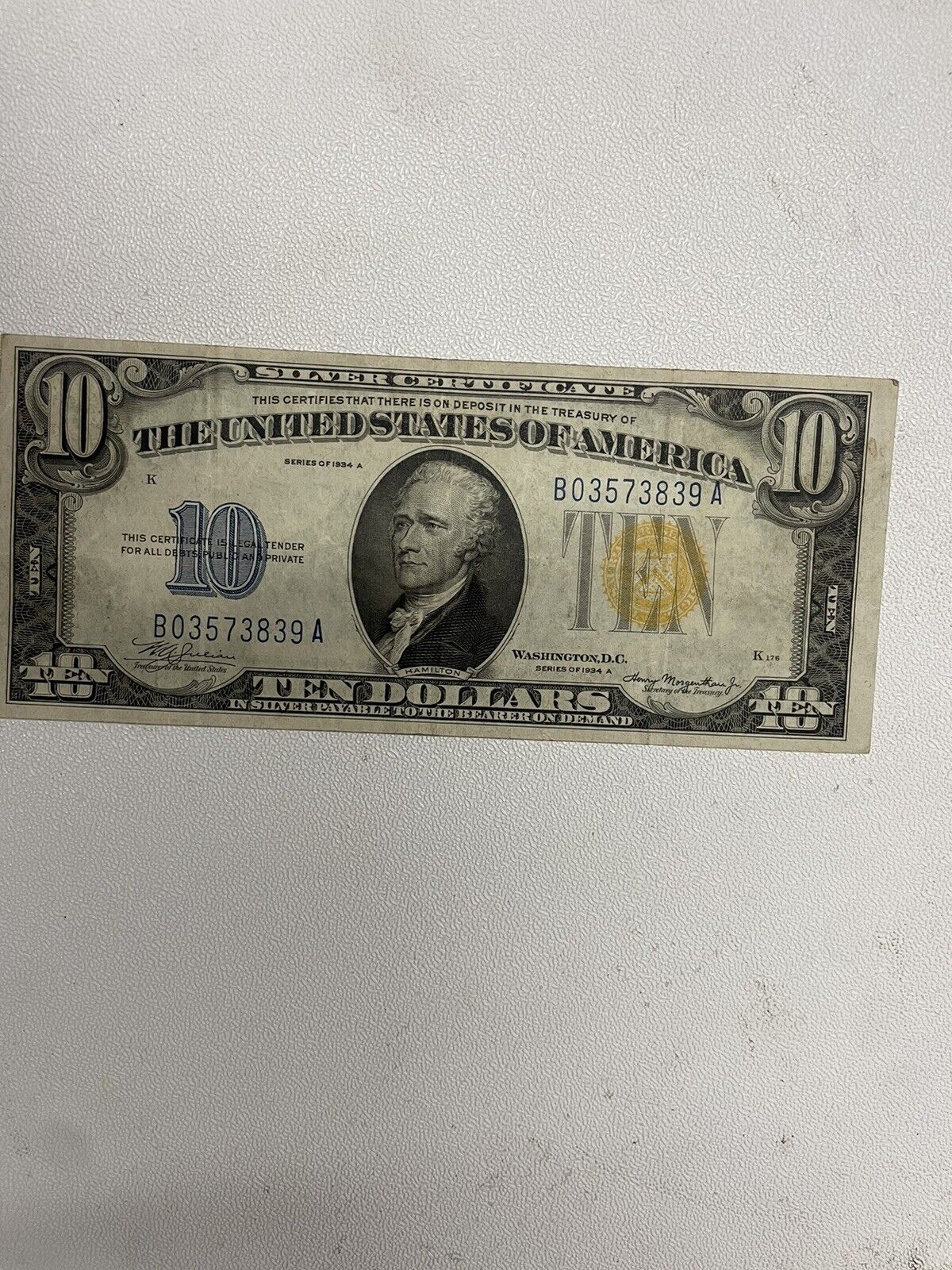 1934A $10 GREAT CONDITION North Africa Emergency WWII Silver Certificate