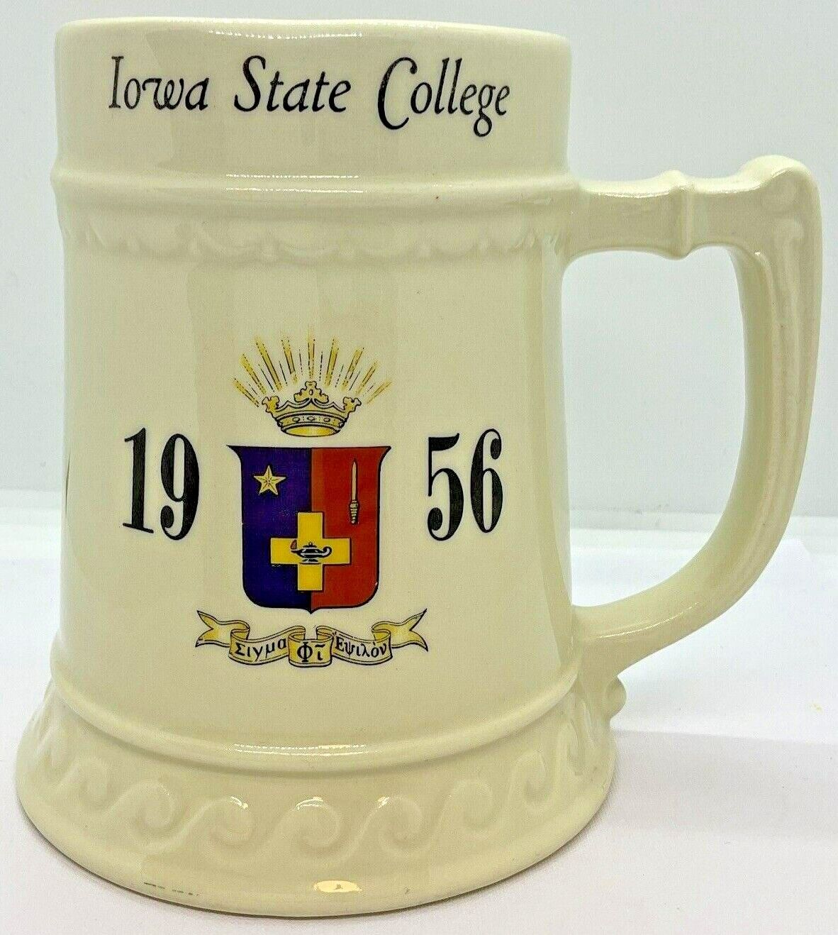 Vintage 1956 Iowa State College Large Mug Balfour Ceramic “Shelley” Cardinals Cy