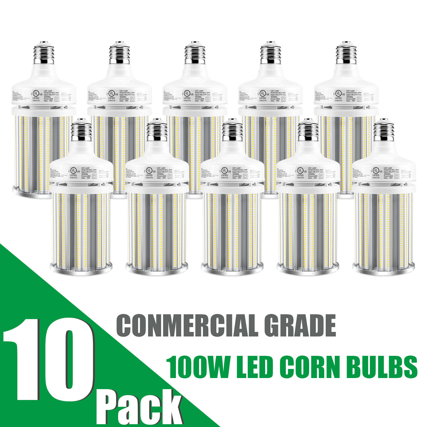 10 Pack LED Corn Light Bulb UL 100W 15000lm Outdoor Indoor Garage Barn Lighting
