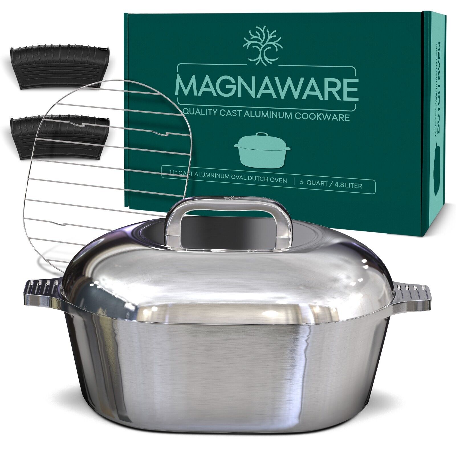 MAGNAWARE Quality Cast Aluminum Oval Dutch Oven - 5 QT 11\