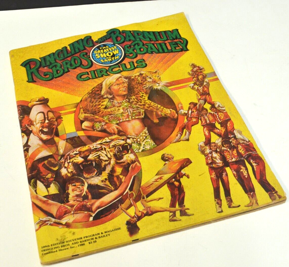 VTG 1980 109th Ringling Bros Barnum & Bailey Circus Souvenir Program & Poster.