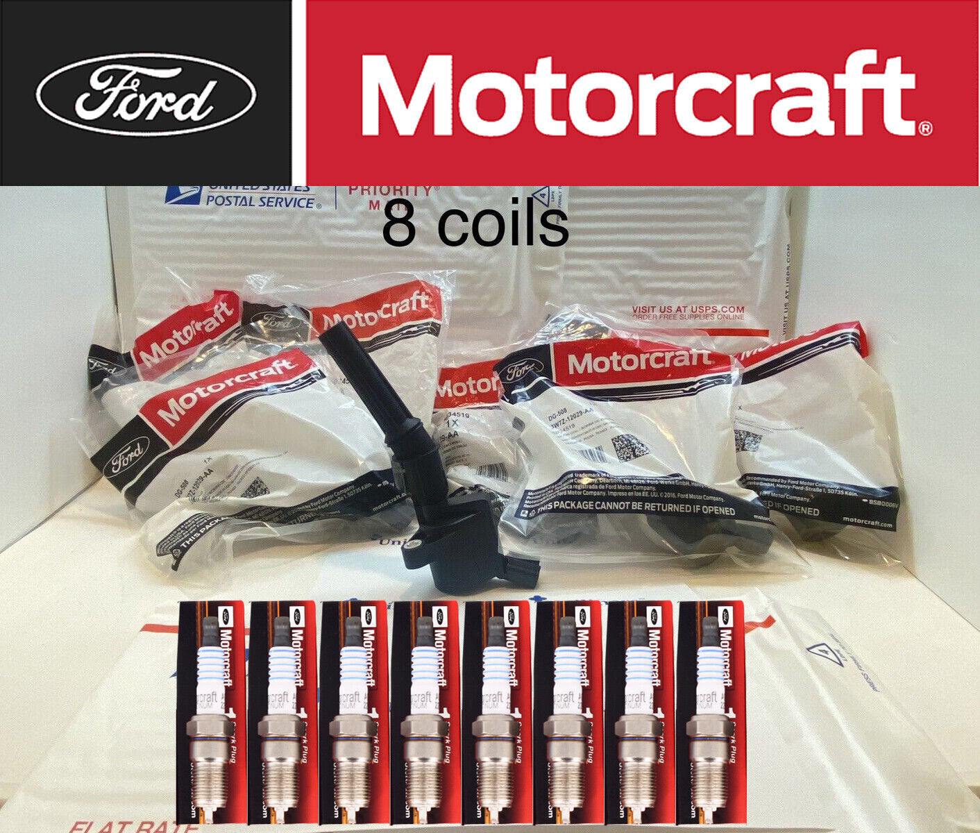 8Set OEM Motorcraft Ignition Coil DG508 &Spark Plug SP479 For Ford F150 4.6 5.4L