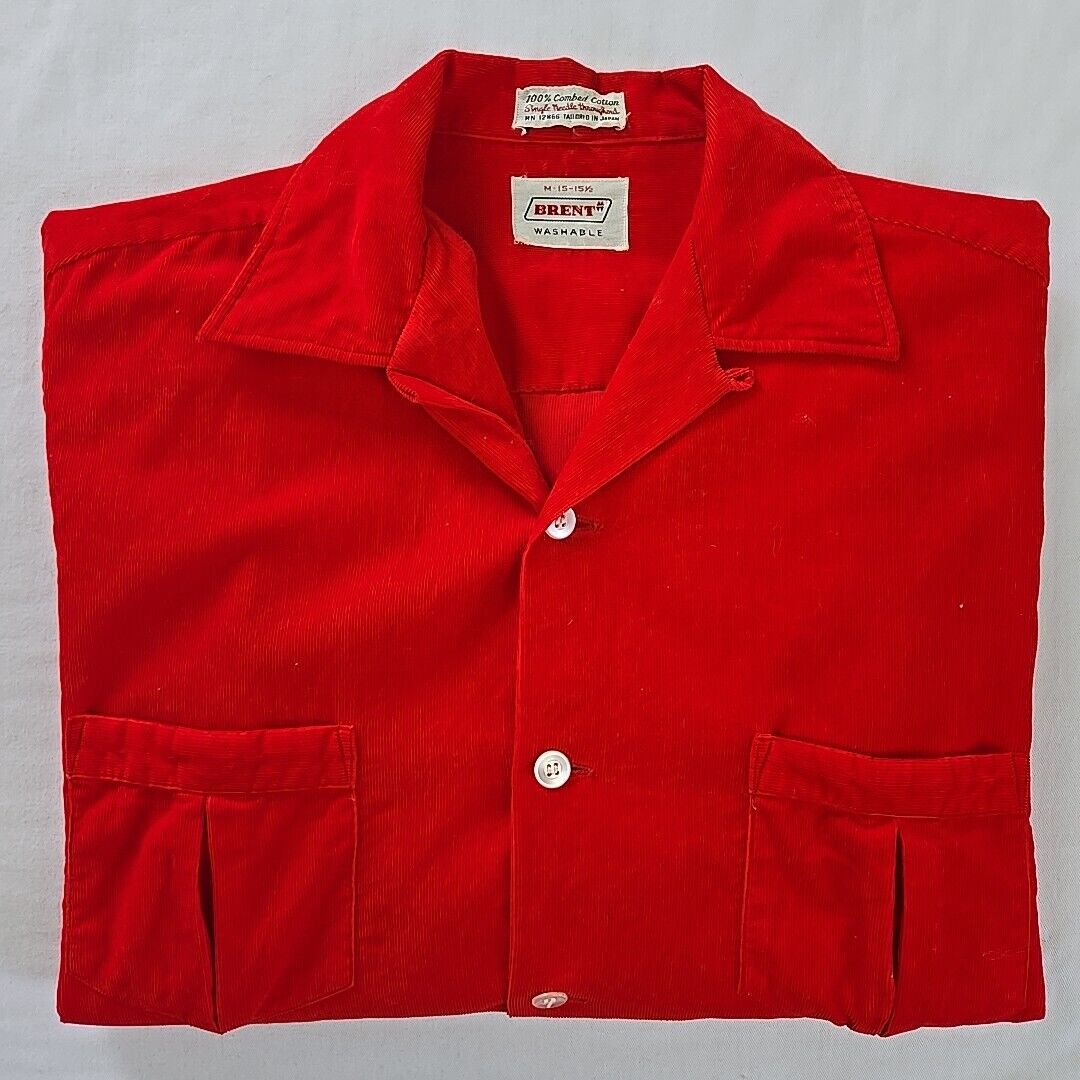 Vintage 50s 60s Montgomery Ward Brent Corduroy Over Shirt Men\'s M 15-15.5 Red