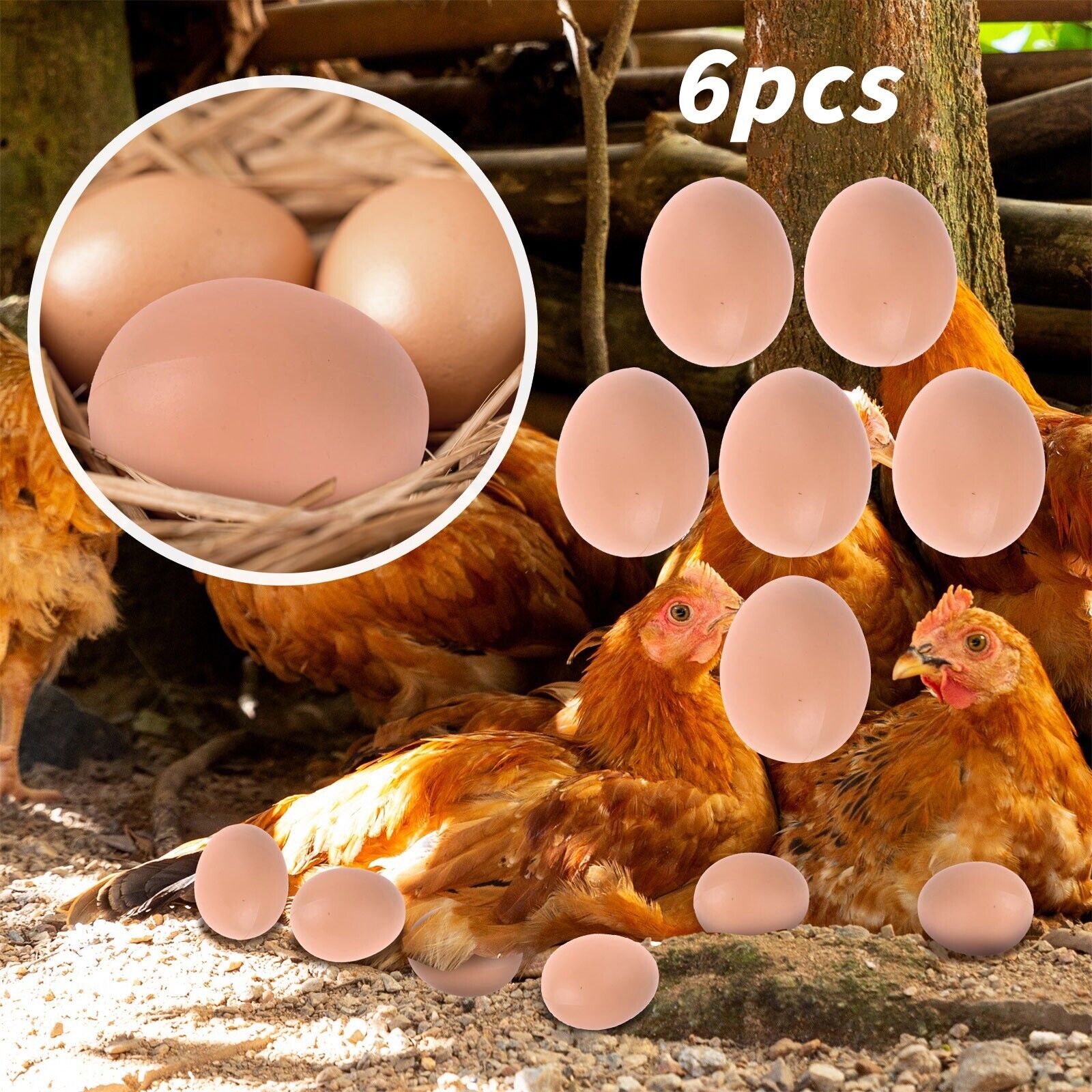 6Pcs Wooden Brown Fake Nest Eggs Easter Eggs for Craft Get Hens to Lay Eggs